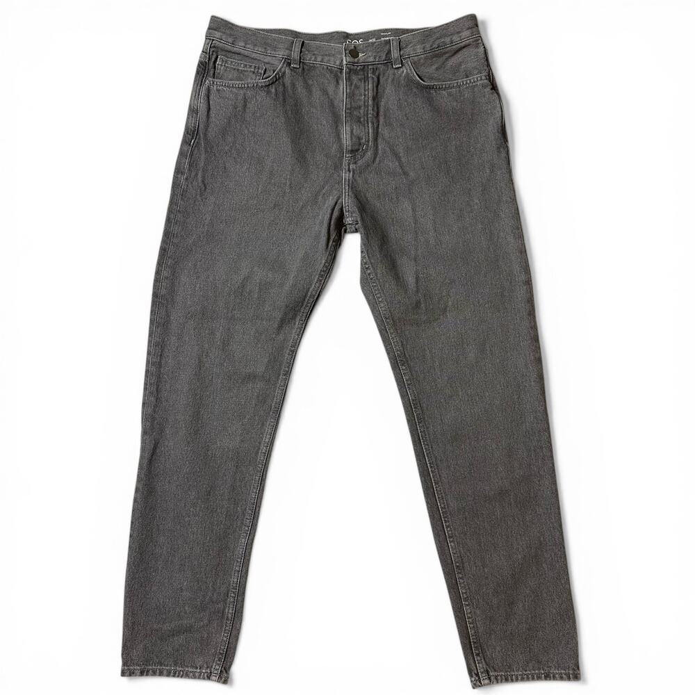 COS Regular Fit Tapered Leg Jeans Mens Actual Size 34x30 Gray Mid Rise